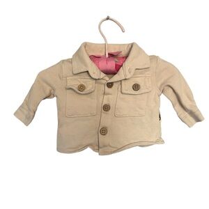Rabbit + Bear Organic‎ Cotton Jacket Button Pocket Neutral 0-3M
